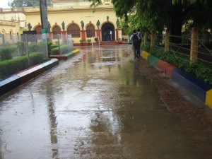 Climate school in heavy rain